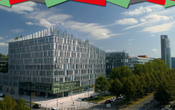 Vue du bâtiment Biotope, siège de la Métropole Euroéenne